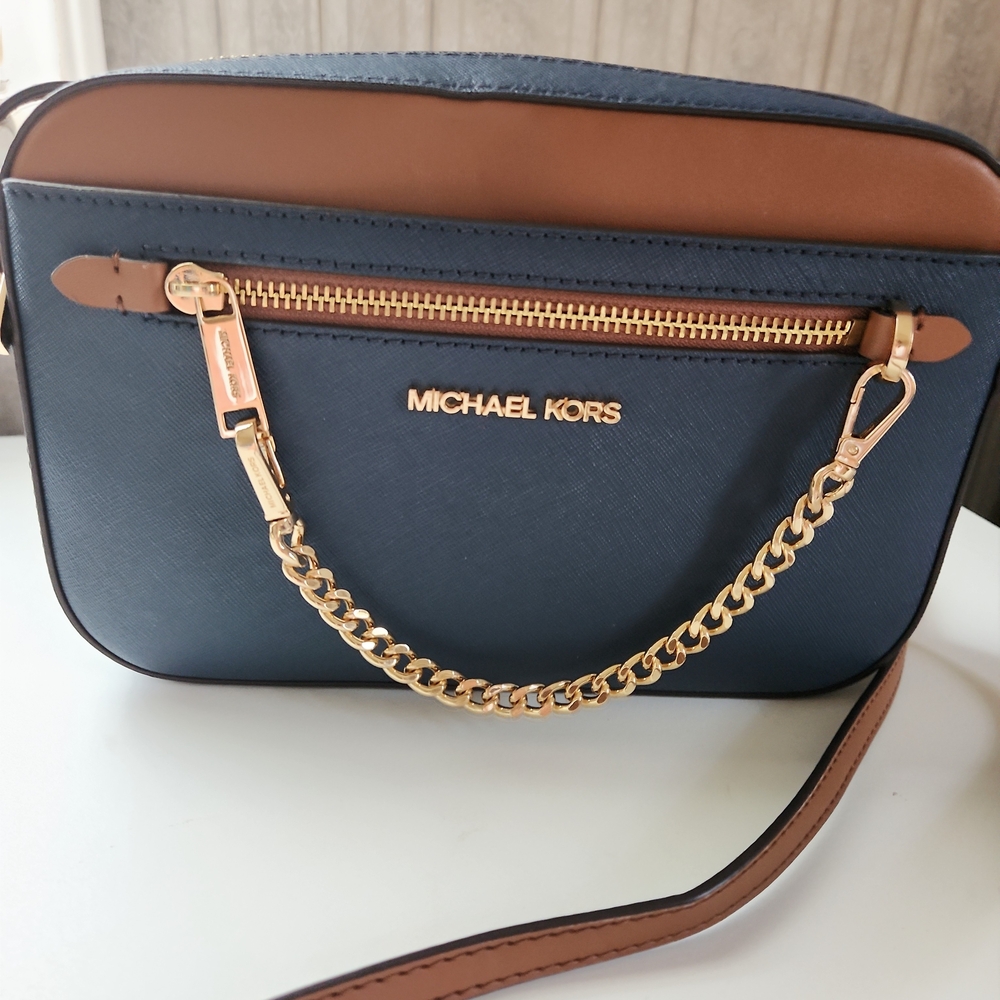 MICHAEL KORS Navy and Brown Crossbody Bag NWOT